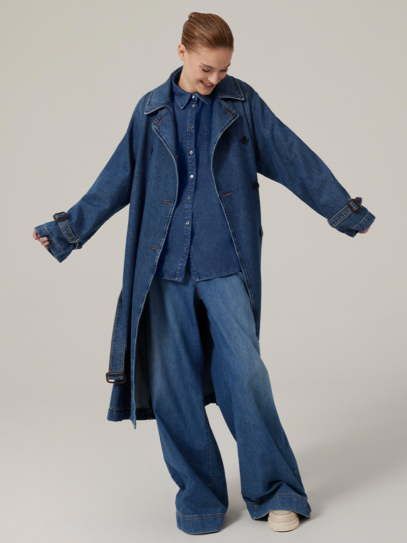 アウターその他 WEEKEND MAX MARA Woman Trench coat Blue 2515021011600 006 Reversible trench coat in water-repellent gabardine, navy